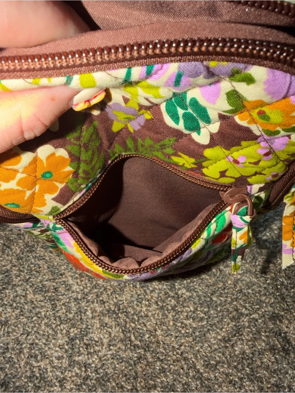 Vera Bradley Floral Quilted Crossbody Sling - Brown Multi